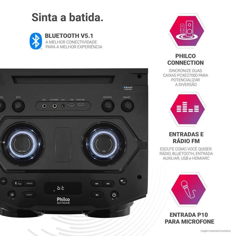Caixa de Som Amplificada Philco Woofer Duplo 12